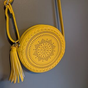 Yellow Crossbody Bag with Tassel